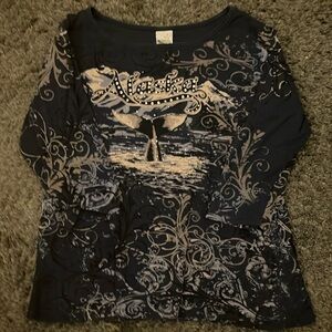 Beautiful blue y2k shirt, thrifted